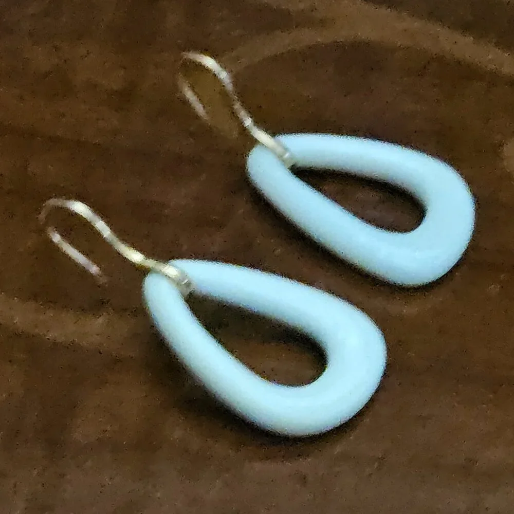 RARE MAYORS BIRKS WHITE AGATE STONE LINKS 18k ROSE GOLD DROP DANGLE EARRINGS